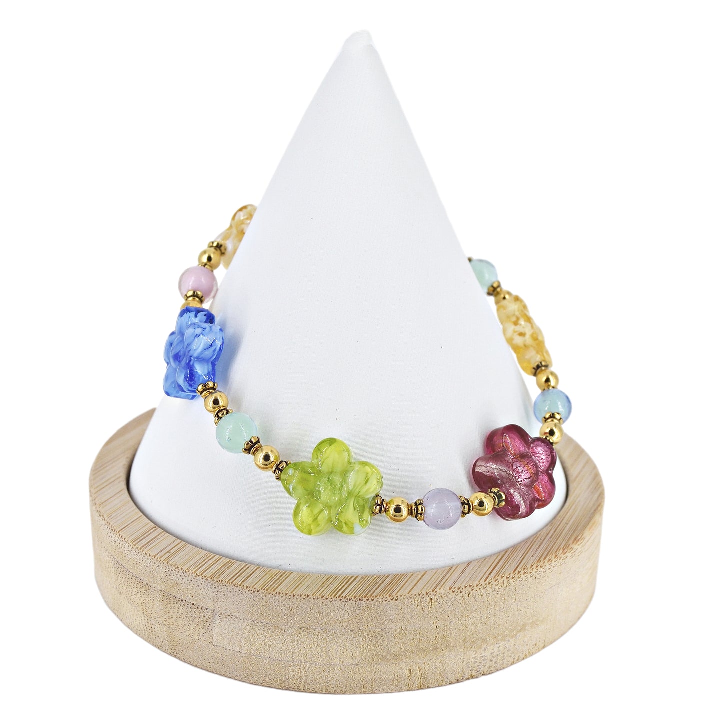 Multi-Color Floral Murano Glass Bracelet  