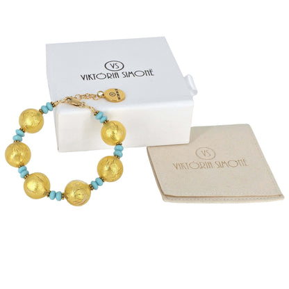 Gold Italian Round Bead Bracelet with Gold Filled Clasp  