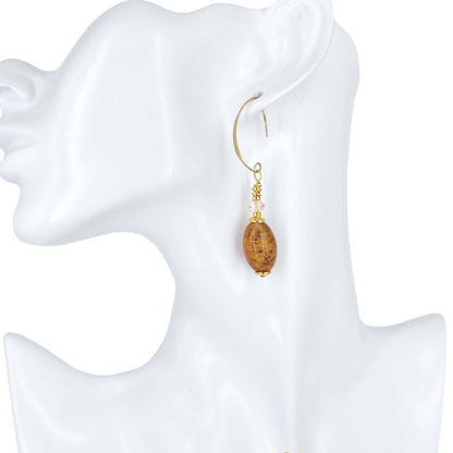 Oval Topaz Cloud Italian Bead Earrings with Gold-Filled Earring Wires  