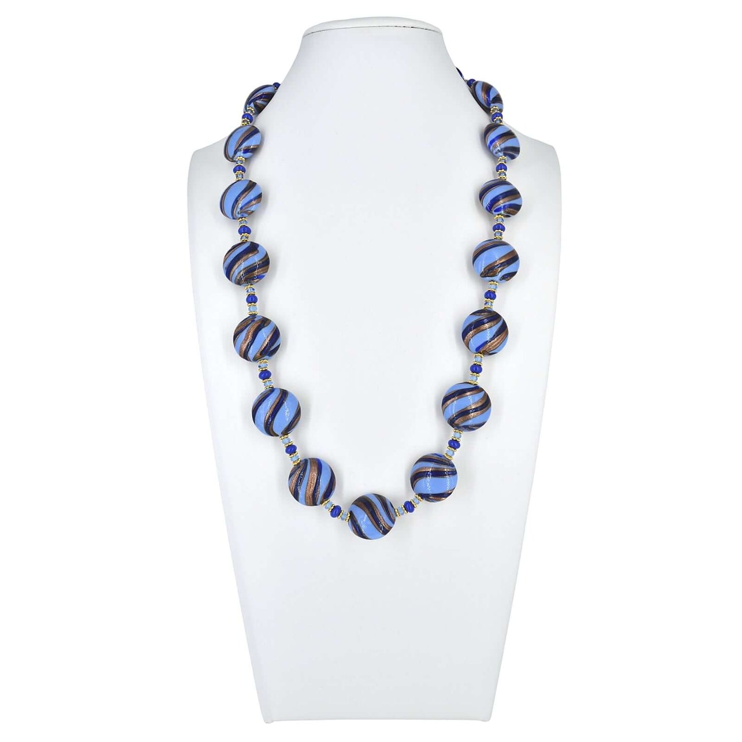 Blue Stripe Murano Glass Statement Necklace  