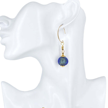 Glacier Blue Italian Glass Earrings with Austrian Crystals and Gold Filled Earring Wires  