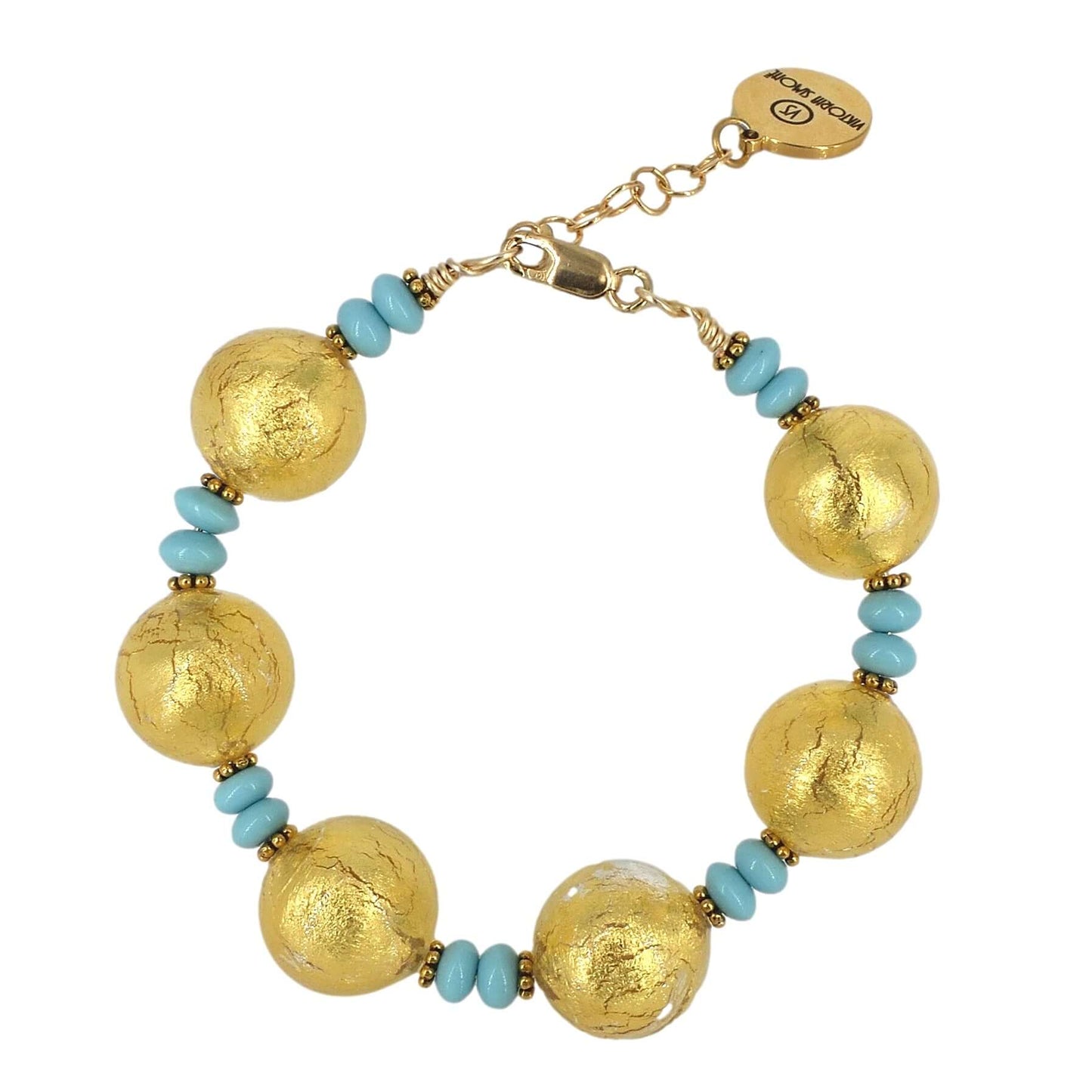 Gold Italian Round Bead Bracelet with Gold Filled Clasp  