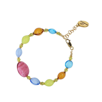 Multi-Color Murano Glass Bracelet with Gold-Filled Clasp  