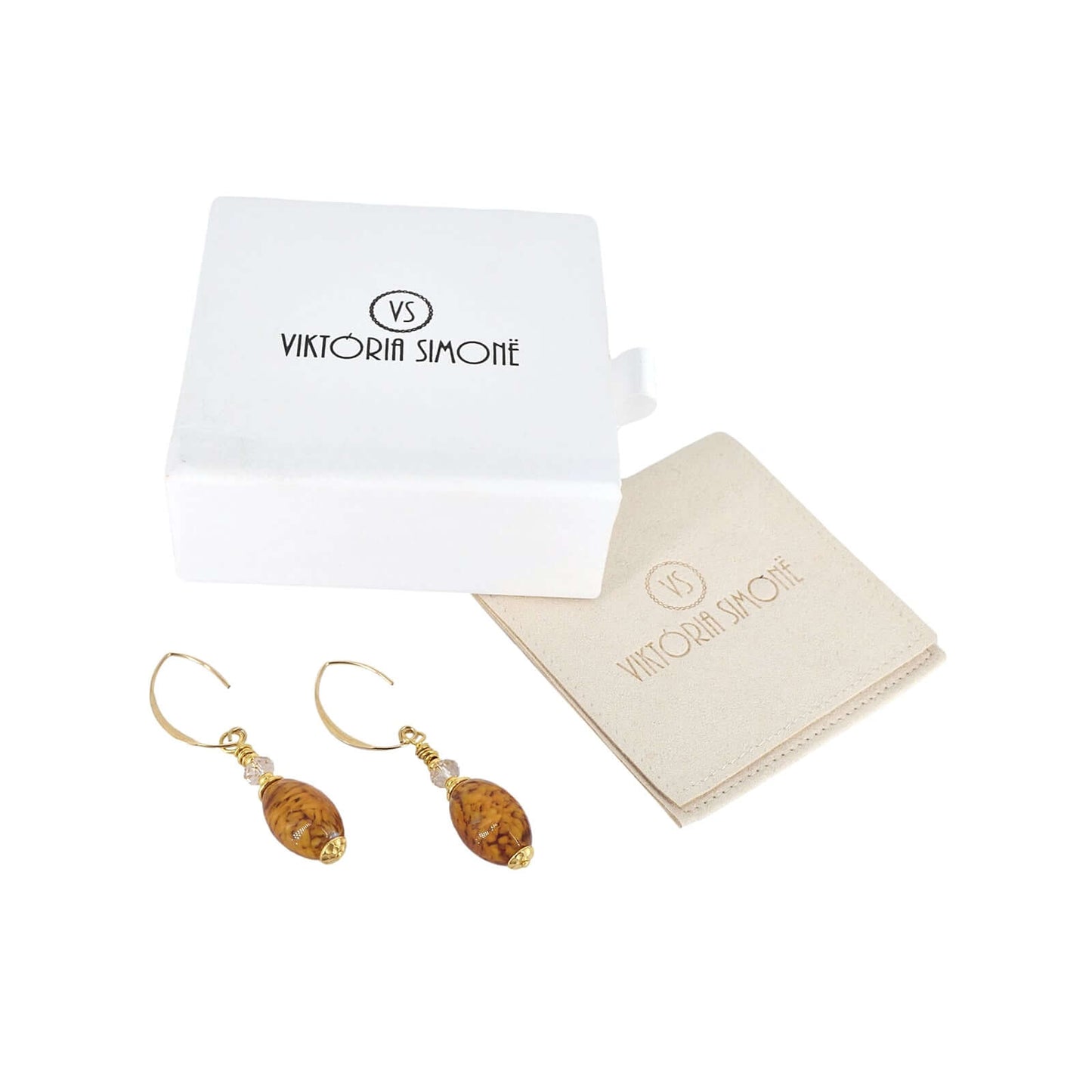 Oval Topaz Cloud Italian Bead Earrings with Gold-Filled Earring Wires  