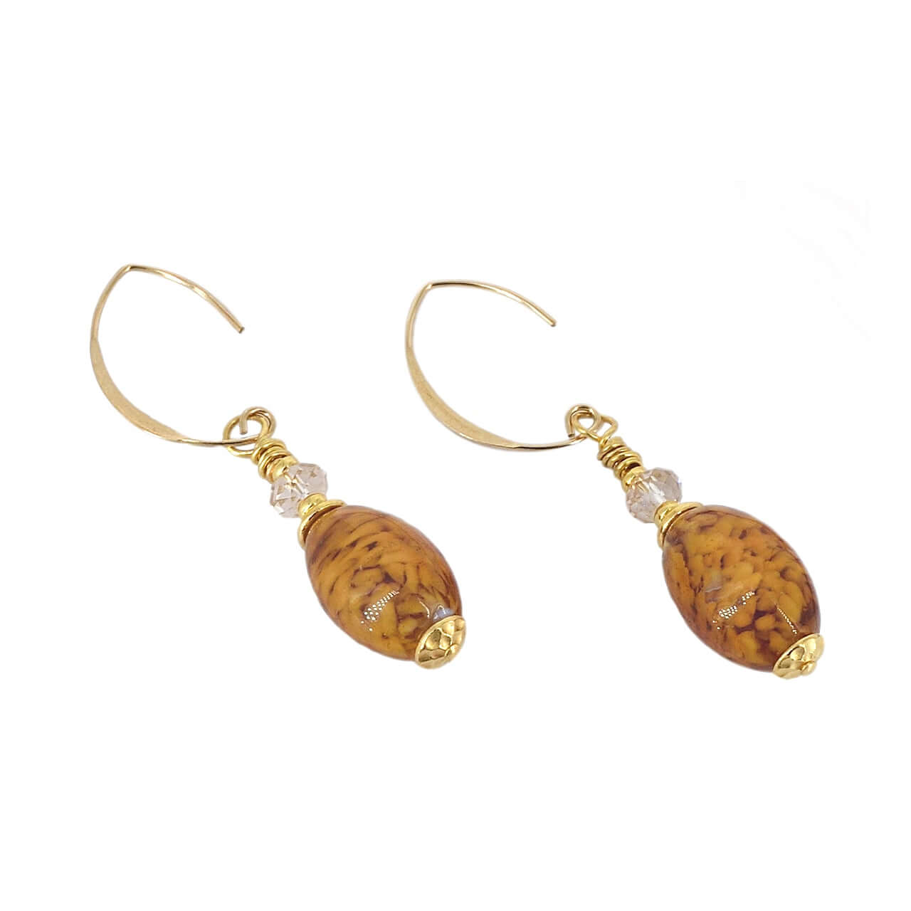 Oval Topaz Cloud Italian Bead Earrings with Gold-Filled Earring Wires  