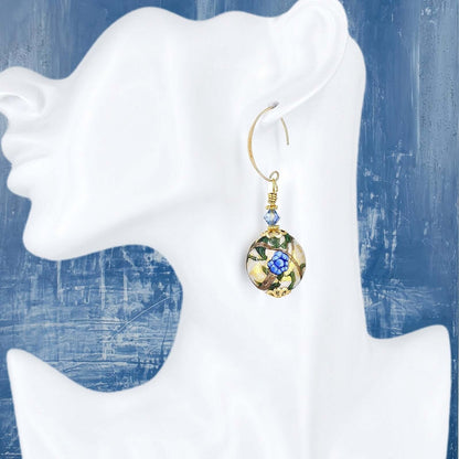 Large Multi-Color Venetian Bead Earrings with Gold-Filled Earring Wires  