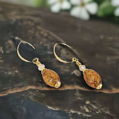 Oval Topaz Cloud Italian Bead Earrings with Gold-Filled Earring Wires  