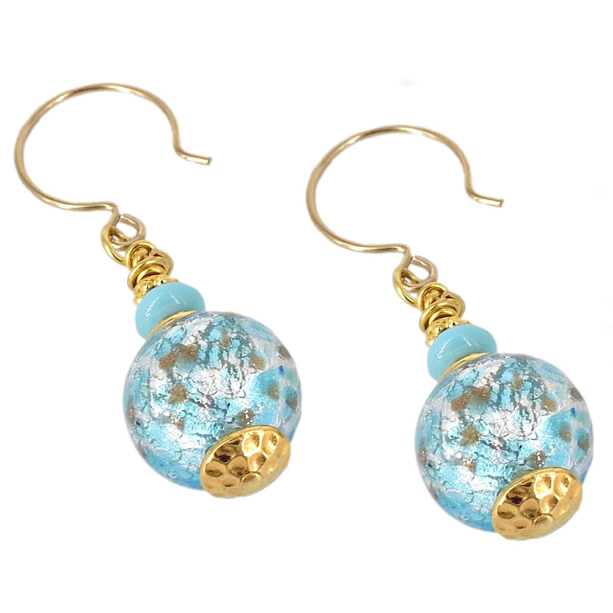 Blue Dotty Genuine Venetian Glass Bead Earrings  